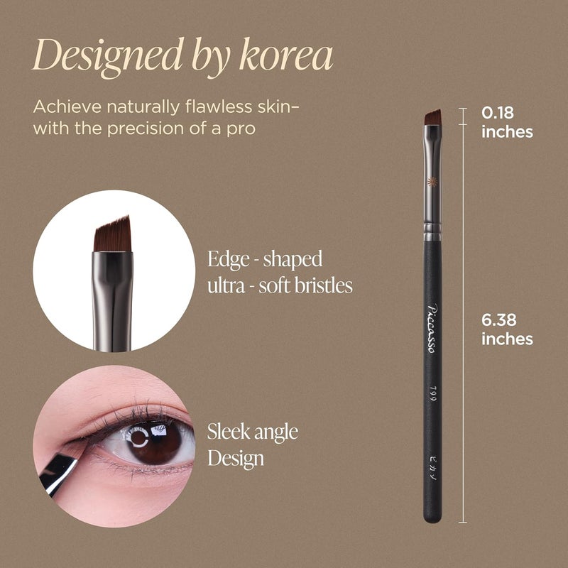 Piccasso 799 Edge Eyeliner Brush – Angled Eyeliner Brush for Gel, Liquid, and Cream, Sharp Precision for Winged Liner and Eye Makeup, Professional Facial Brush and Eyebrow Tool by K-Beauty Brand - Image 2